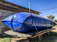 Biogas bag on trolley at Elshadai